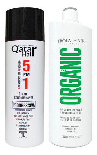 Alisamento Americano Tróia Hair Qatar 5 Em 1 + Organica 2x1l