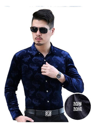 Camisa De Terciopelo Para Hombre Playera De Vestir De Terci