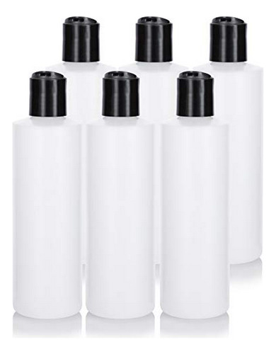 Pack De 6 Botellas De Plástico Transparente  8 Oz Con Tapa D