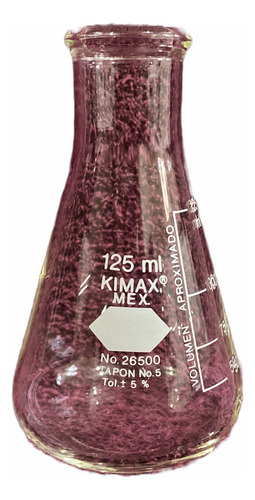 Matraz Erlenmeyer Kimax Graduado De Vidrio 125 Ml (Usado)