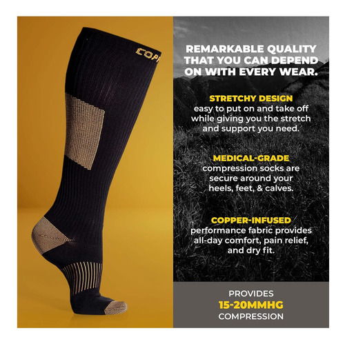 Calcetines De Compresión De Cobre De Cobre Y Rodilla De De