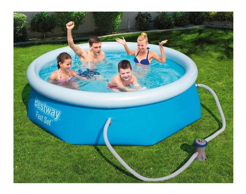 Imagen 2 de 3 de Pileta inflable redonda Bestway Fast Set 57268 de 244cm x 66cm 2300L azul