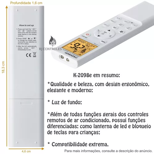 Quais as principais funções do controle remoto do ar condicionado?