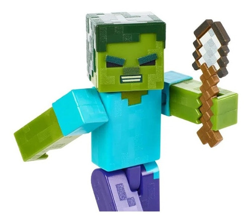 Minecraft  Mini Figura Zombi  - Tamaño  8 Cm