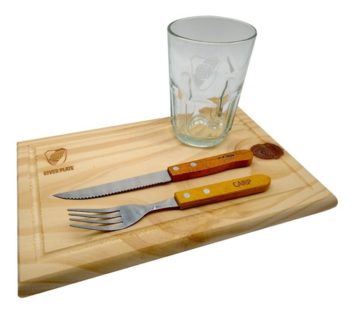 Set De Asado River C/vaso Vidrio  Personalizado