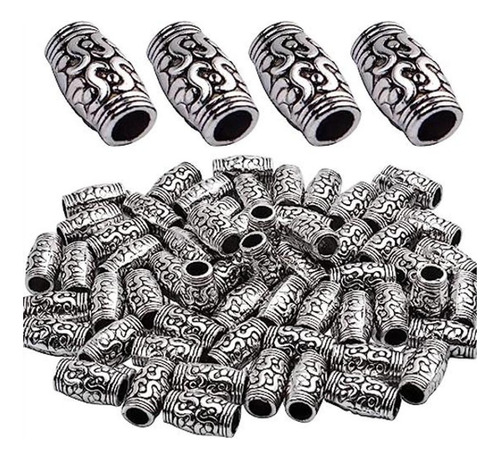 60pcs Antiguo Plata Columna Espaciador Perlas Grandes