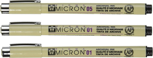 Lapiceras Sakura Micron 3 Unidades Tinta Negra Trazo Fino