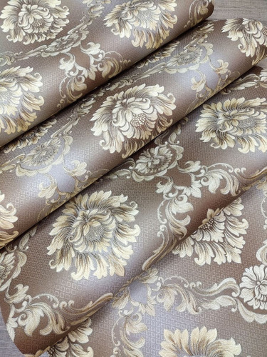 Imagem 5 de 8 de Papel De Parede Rolo Importado Textura Damask Alto Padrão