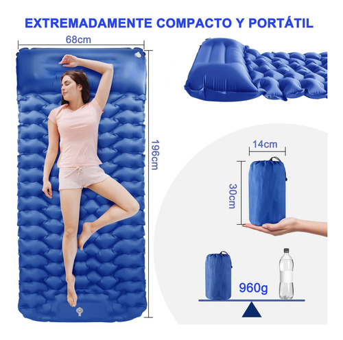 Colchon Inflable De Dormir Portátil Ultraligera Para Acampar