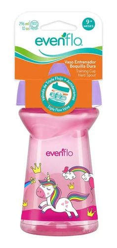 Vaso Fantacia Evenflo 296ml +9m Rosa Diseño Unicornio Febo