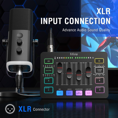 Microfono Xlr Fifine Am8 + Mixer Fifine Sc3 Streaming Y +