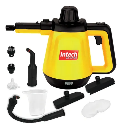 Vaporizador Intech 1200W 127V, cor amarela, design moderno com bico de vapor ajustável