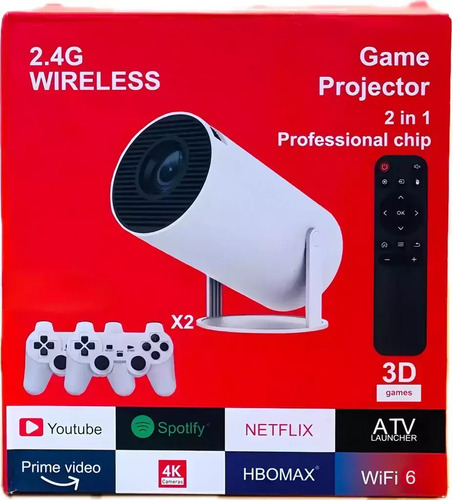 Proyector 2 En 1 Portatil Ultra Hd Game Juegos + 2 Joystick Blanco