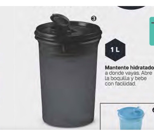Tupperware Ánfora Negra 1 L
