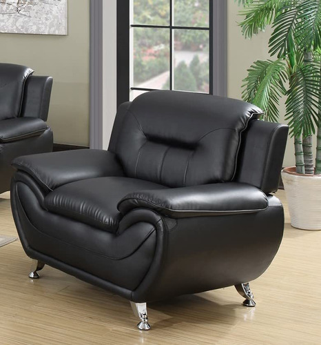 Sofa Piel Sintetica 47.3  Ancho Color Negro