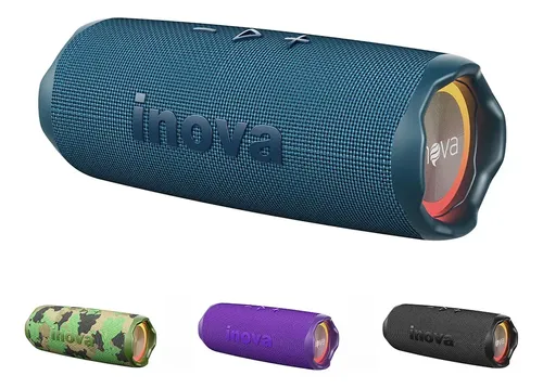 Caixa De Som Portatil Inova Caixinha Com Rgb Tws Recarregável Subwoofer, Potente Caixas Bluetooth Ideal Festas Ao Ar Livre E Uso Diário, Azul