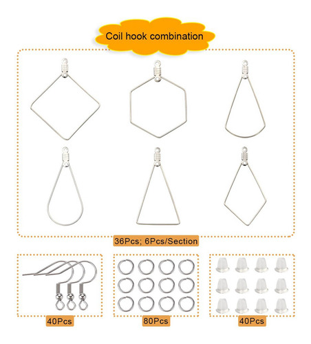 196x Kit Para Hacer Aretes Geometría Abalorios Aros Para