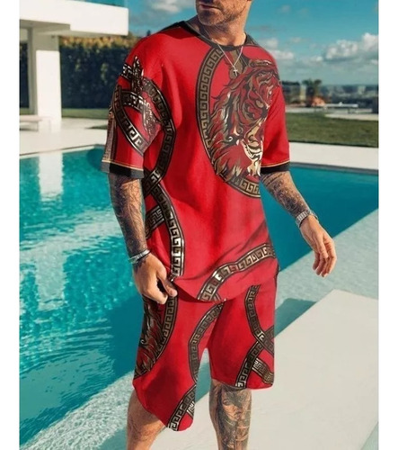 Conjunto De Pantalones De Playa Con Playera Estampada