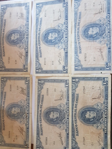 Billete Chileno Medio Escudo 6 Unidades