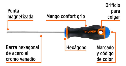 Desarmador De Cruz 1/8 X 4 Ergonomico 14055 Truper