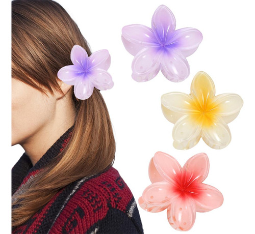 Pinzas Para El Pelo Con Forma De Flor De Plumeria Hawaiana P