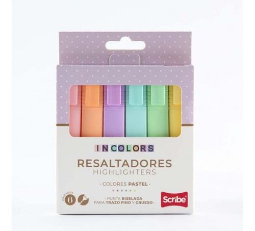 Resaltadores Pastel Incolors Scribe X6 Unidades