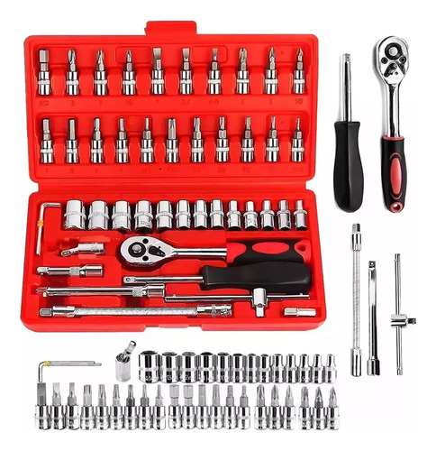 Kit Juego De Dados Set De Desarmadores Manuales 46pcs