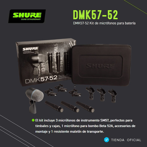 Imagen 7 de 10 de Kit De Micrófonos Shure Dmk57-52 Para Batería Con Maletín