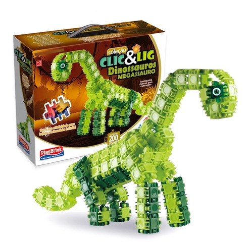 Brinquedo De Montar Clic E Lig Dinossauro 198 Pcs Plasbrink