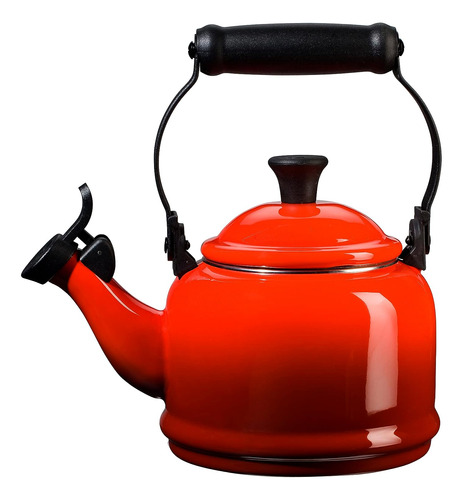 Enamel On Steel Demi Tea Kettle, 1.25 Qt., Cerise