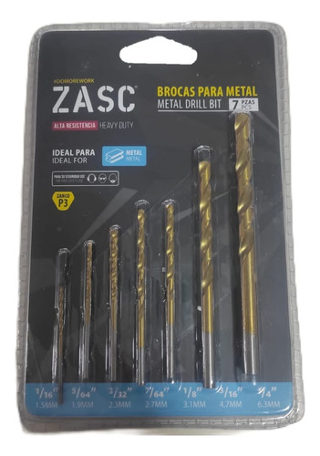 Juego De Brocas (mechas) Para Metal (1/16 - 1/4) Zasc 7 Pcs 