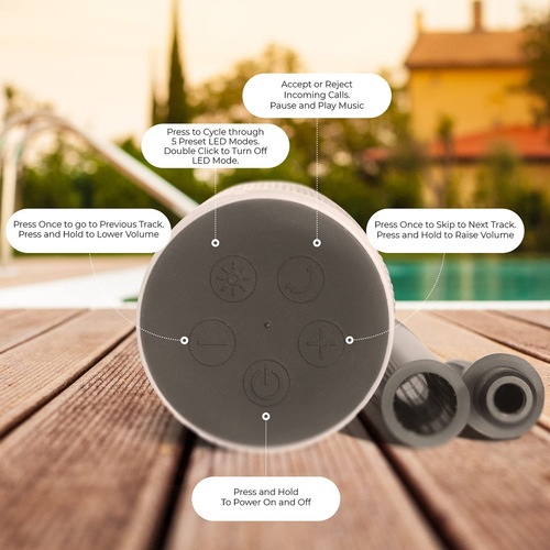 Altavoz Inalámbrico Para Exteriores Con Tiempo De Reproducción De 10 Horas, Ip66, Impermeable, A Prueba De Polvo, Resistente A La Intemperie, Con Luces Led Y Altura De Estaca Ajustable Para Uso Como