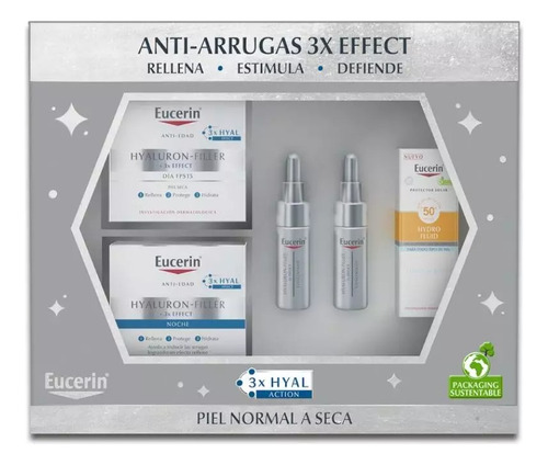 Pack Antiarrugas 3x Effect Piel Normal A Seca Eucerin