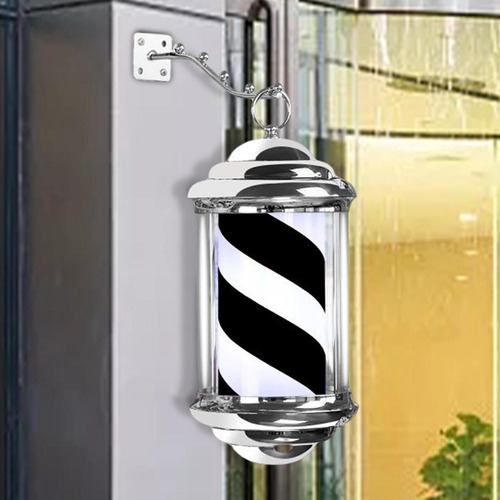 Peluquería Shop Sign Light Rotating 32cm Negro Blanco