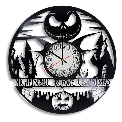 ~? Lepri4ok Jack Skellington Mask Kids Vinyl Wall Clock, Nig