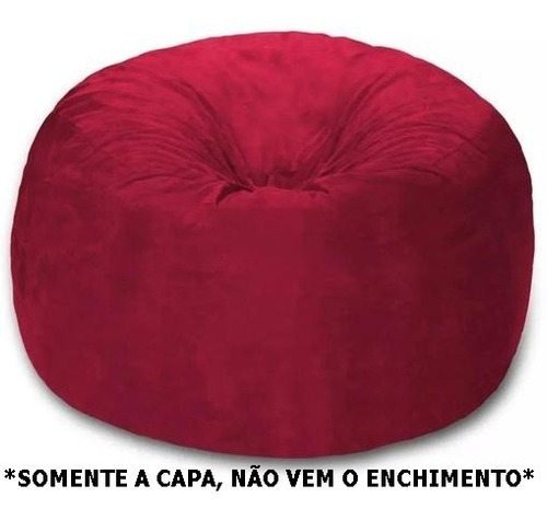 Capa Puff Gigante Sem Enchimento 100x40 Pufe Suede Cor Vermelho