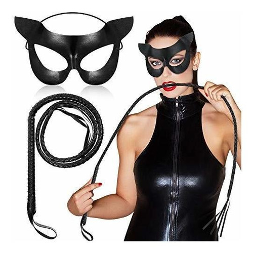 Halloween Women S Cat Disfraz Vinyl Cat Mask Whip Para ...