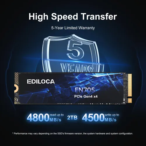 Ediloca En705 Ssd 2tb Pcie Gen4, Nvme M.2 2280, 3d Nand Tlc,