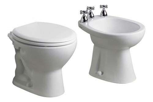 Inodoro Corto Andina Tapa + Bidet Sanitario Blanco Ferrum Mm