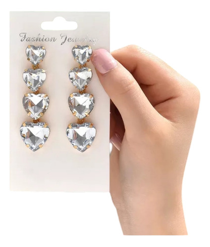 Aretes Largos En Capas Diseño De Corazón
