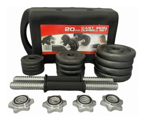 Imagen 5 de 5 de Kit Pesas Mancuernas 20 Kg 40 Lb Gimnasio Portátil + Estuche