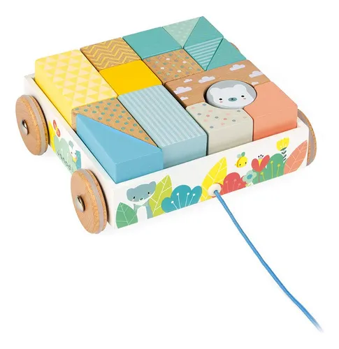 Janod Pure Pull-along 16 Piezas De Bloque De Pastel De Mader