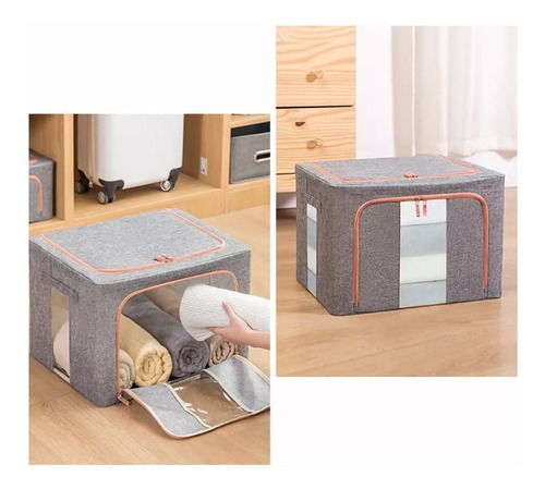 Caja Canasto Organizador De Tela Plegable 66l C Visor - Lima