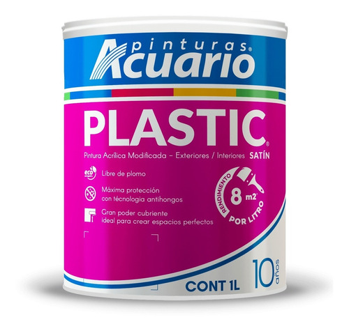 Pintura Acuario Plastic 1lt Color Blanco Va00110