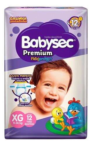 Fralda Galinha Pintadinha Premium Xg 12 Unidades Babysec Gênero Sem gênero Tamanho Extra grande (XG)