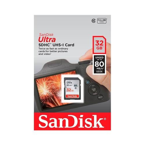 Memoria Sd 32 Gb Ultra Sandisk C10 80mbs