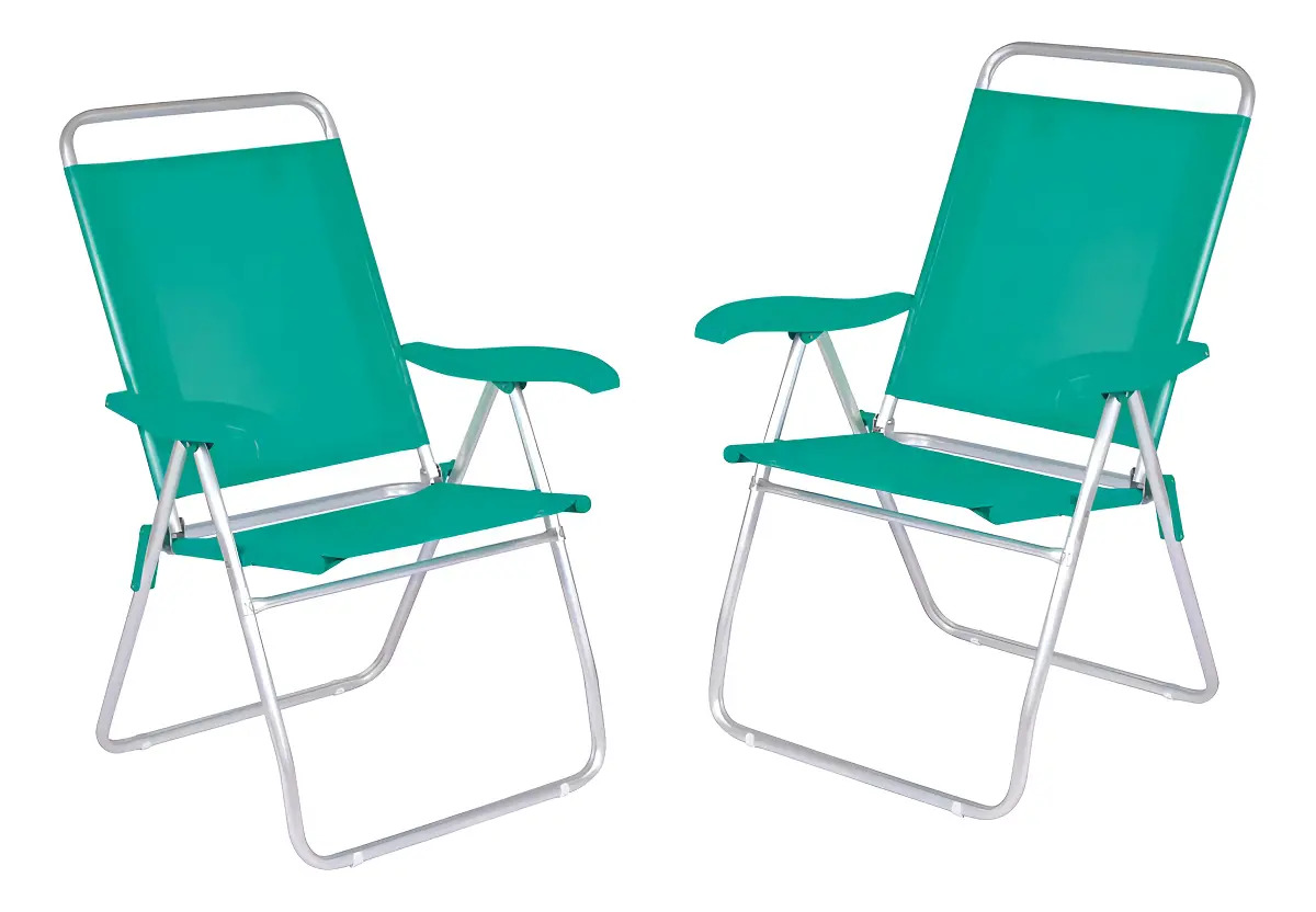 Silla Playa Reposera Aluminio Mor 4 Posiciones Boreal Pack 2 Color Verde
