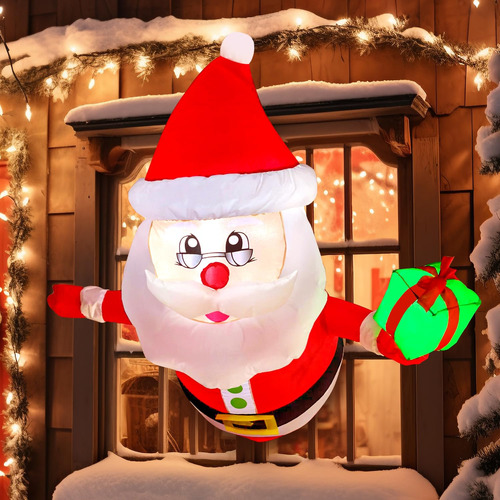 Decoración Inflable De Navidad 3.5 Pies Papá Noel Para Exter