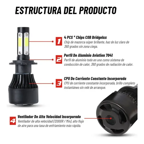 6pcs Luz Alta/baja/niebla Kit Faros Led For Dodge