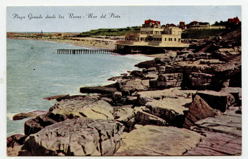 Postal Mar Del Plata, Playa Grande Desde Las Rocas - P104